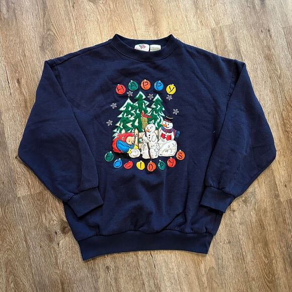 Nutcracker Vintage Womens Crewneck Christmas Sweatshirt Small Navy - Picture 1 of 5